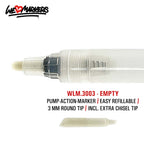 WLM 3003 EMPTY PUMP-ACTION MARKER PEN - 3MM ROUND & CHISEL